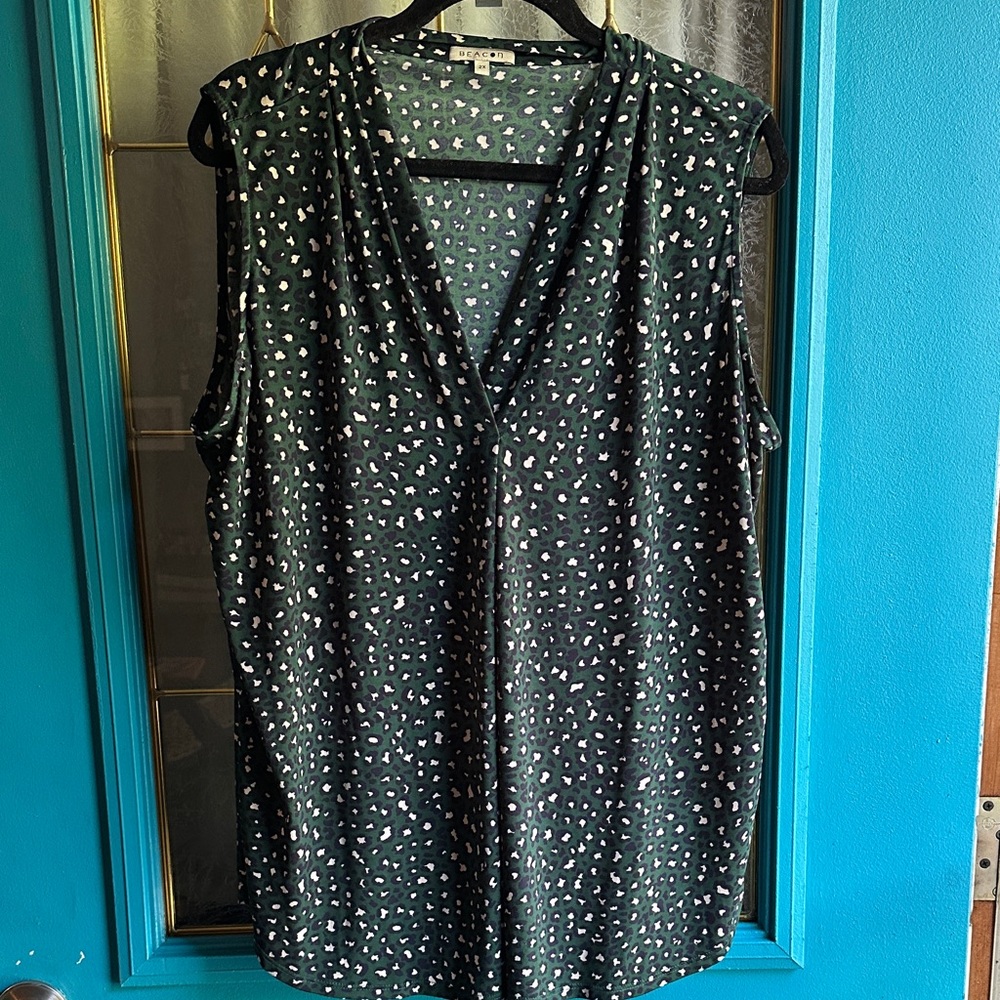 Beacon Sleeveless V-Neck Blouse - Black and White